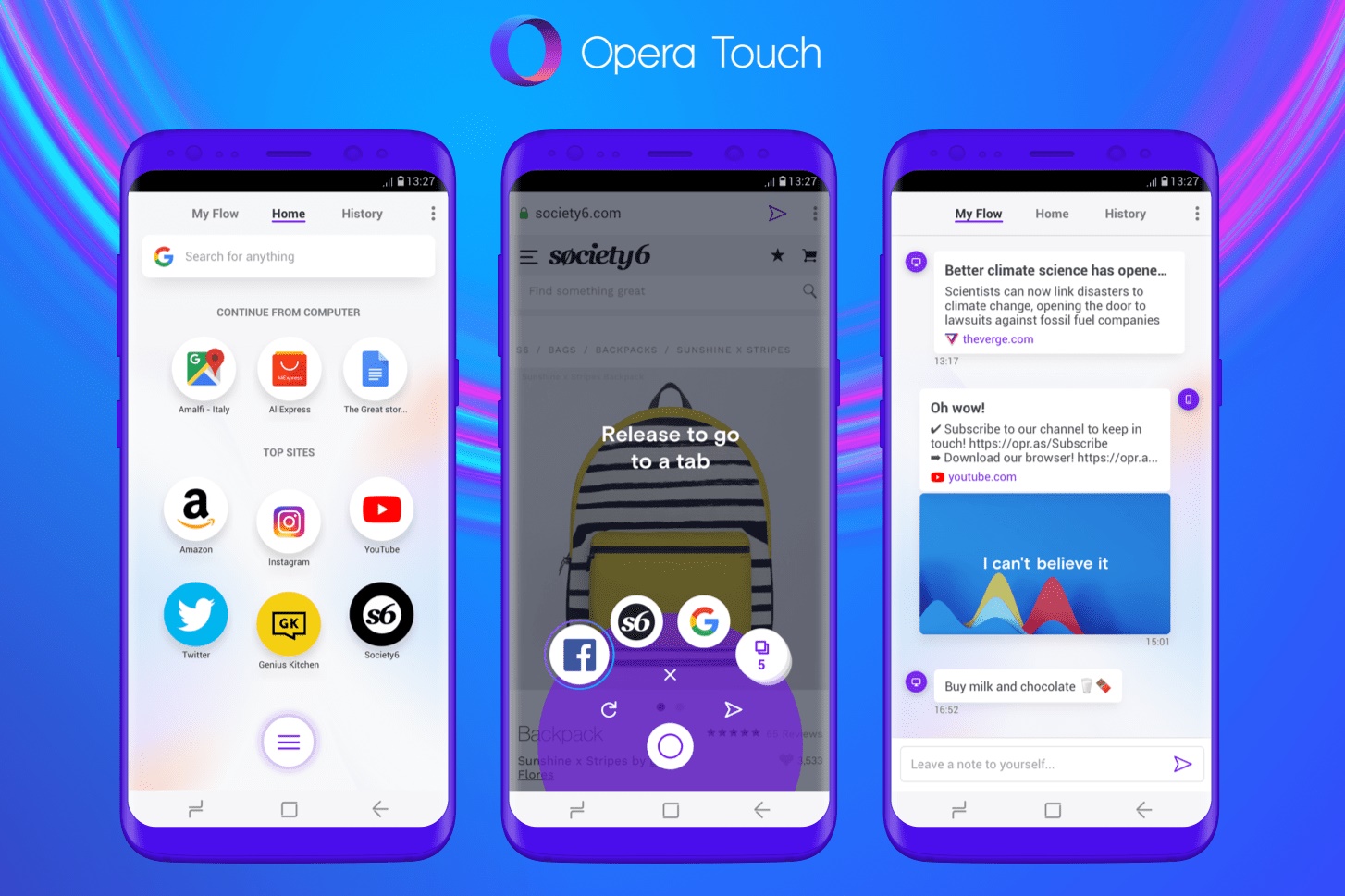Imagem de: Opera lança navegador mobile feito para ser usado com uma só mão