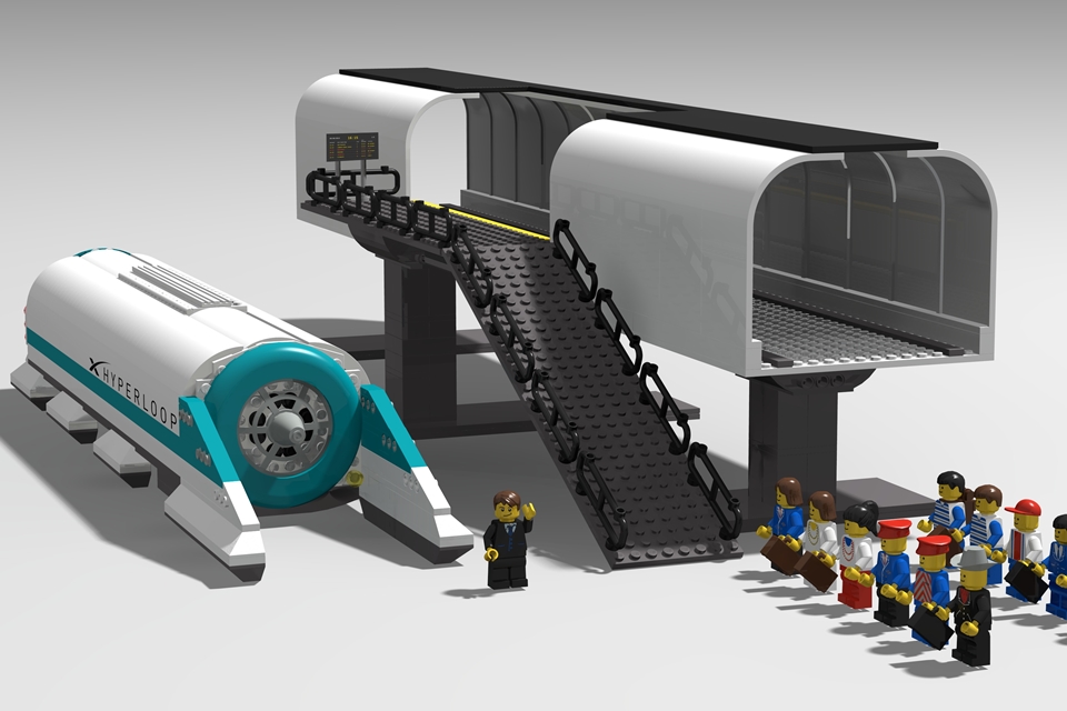 Imagem de: Engenheiro espanhol cria conceito de uma edição de LEGO do Hyperloop