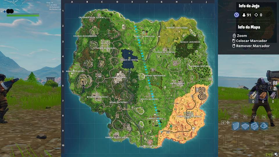 a estrela se encontra ao sul da cidade de tomates em cima do tunel da cidade voce vai ver um pequeno espaco em cima do tunel onde voce pode aterrisar - mapa de desafios fortnite temporada 6 semana 8