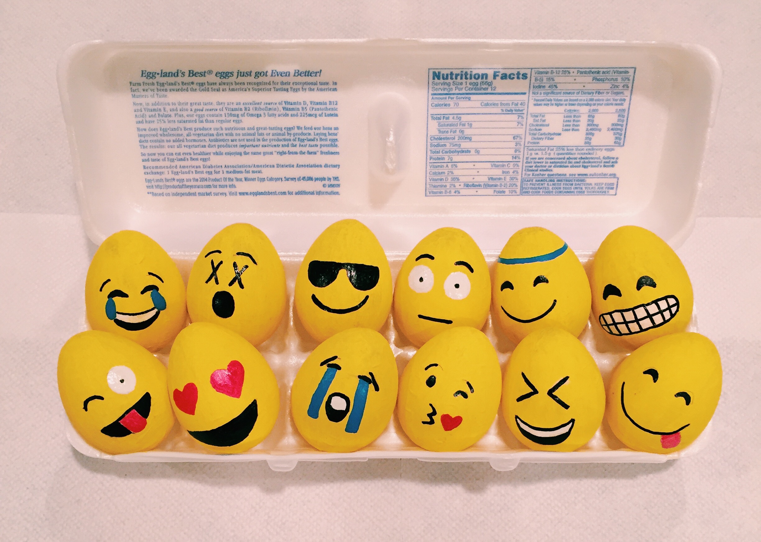 Huevos pintados como emojis