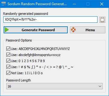Sordum Random Password Generator - Imagem 1 do software
