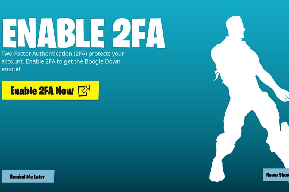 Autenticação em duas fases rende recompensas para Fortnite