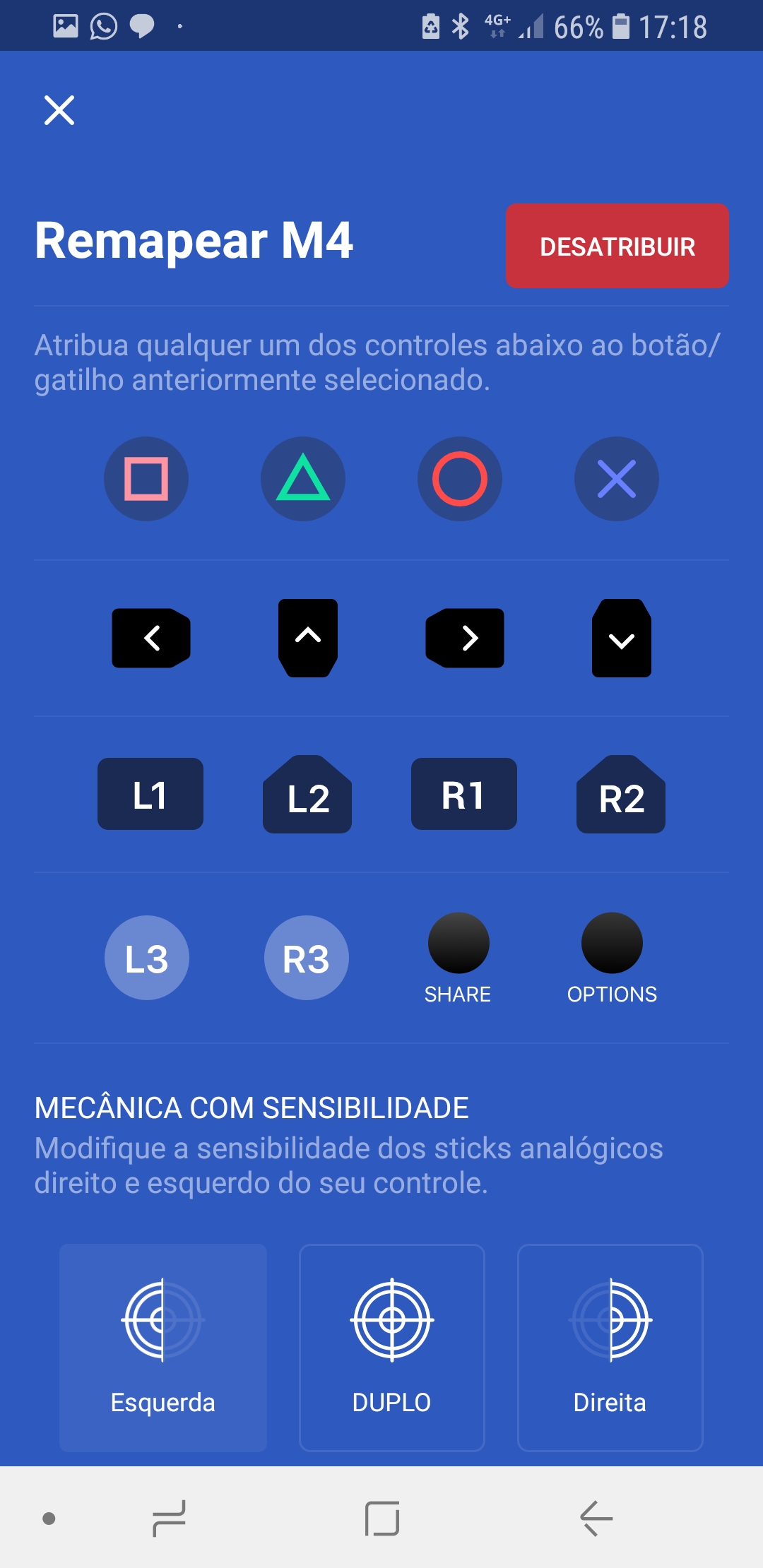 Mapeamento das teclas "extras"