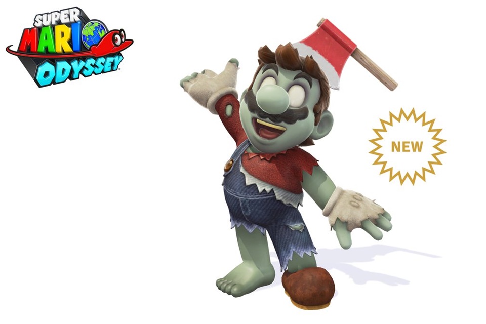 Mario vira zumbi em roupa de Halloween para Mario Odyssey