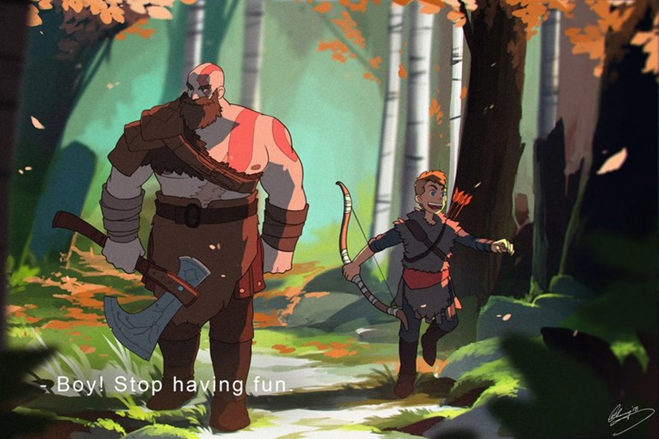 God of War ganha arte baseada nos traços do Studio Ghibli