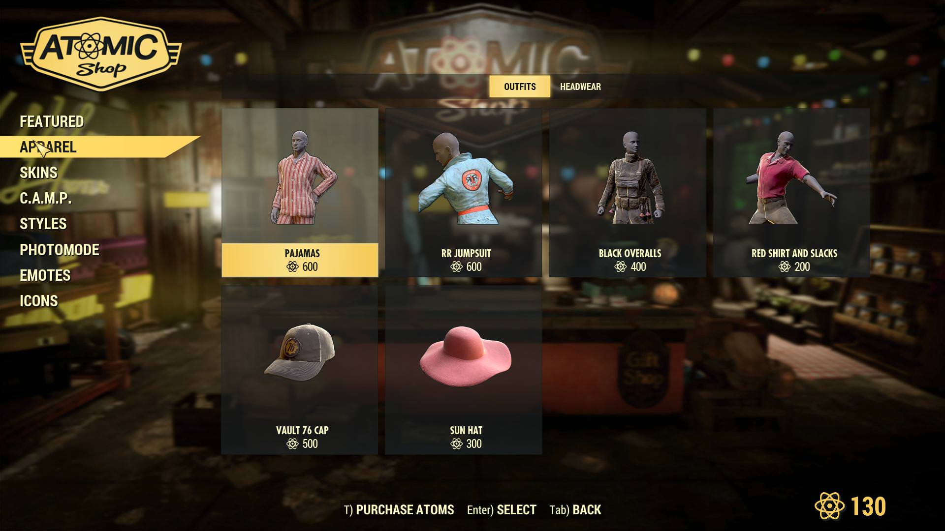 Veja alguns dos itens que poderão ser comprados com Atoms em Fallout 76