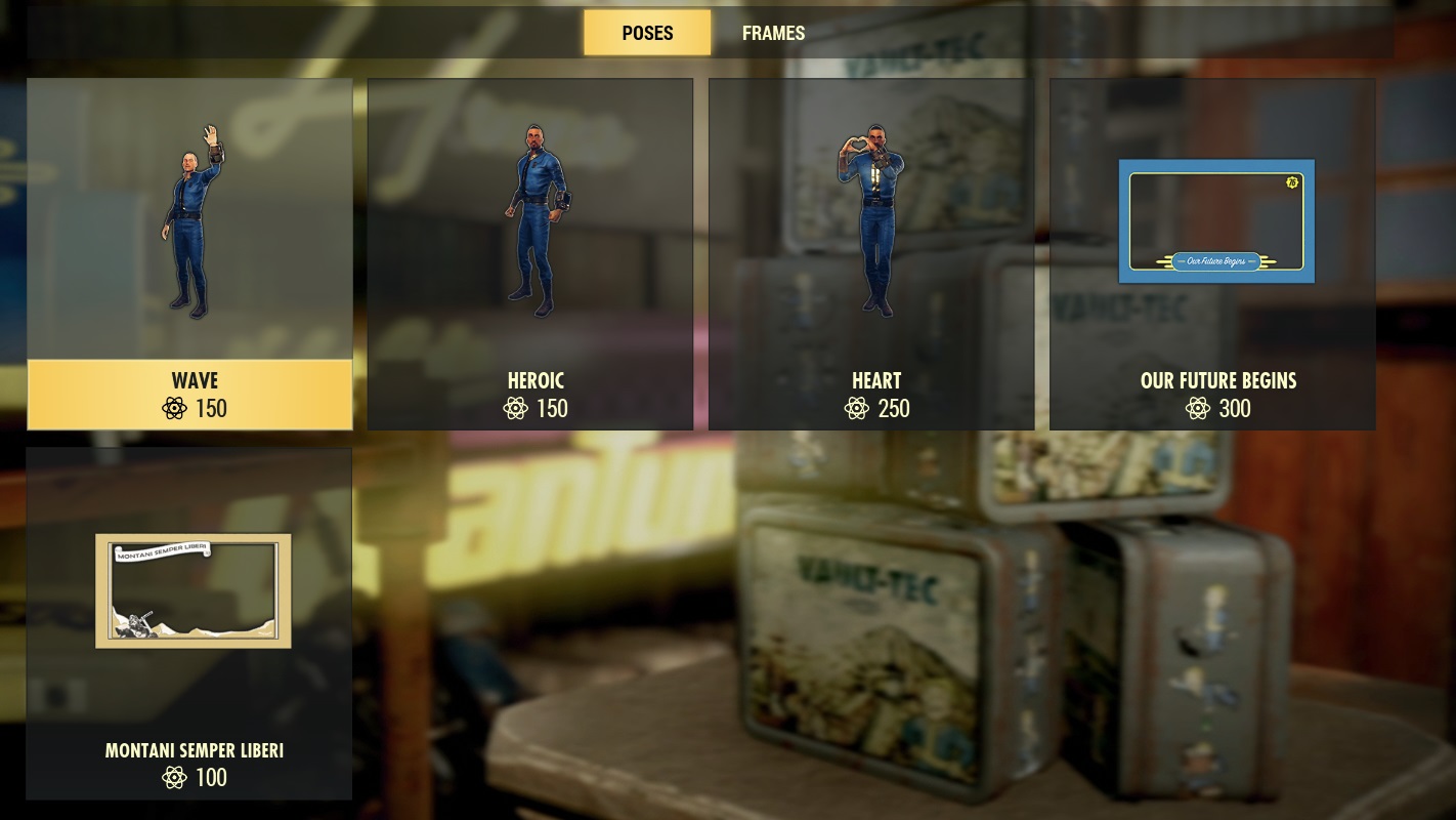 Veja alguns dos itens que poderão ser comprados com Atoms em Fallout 76