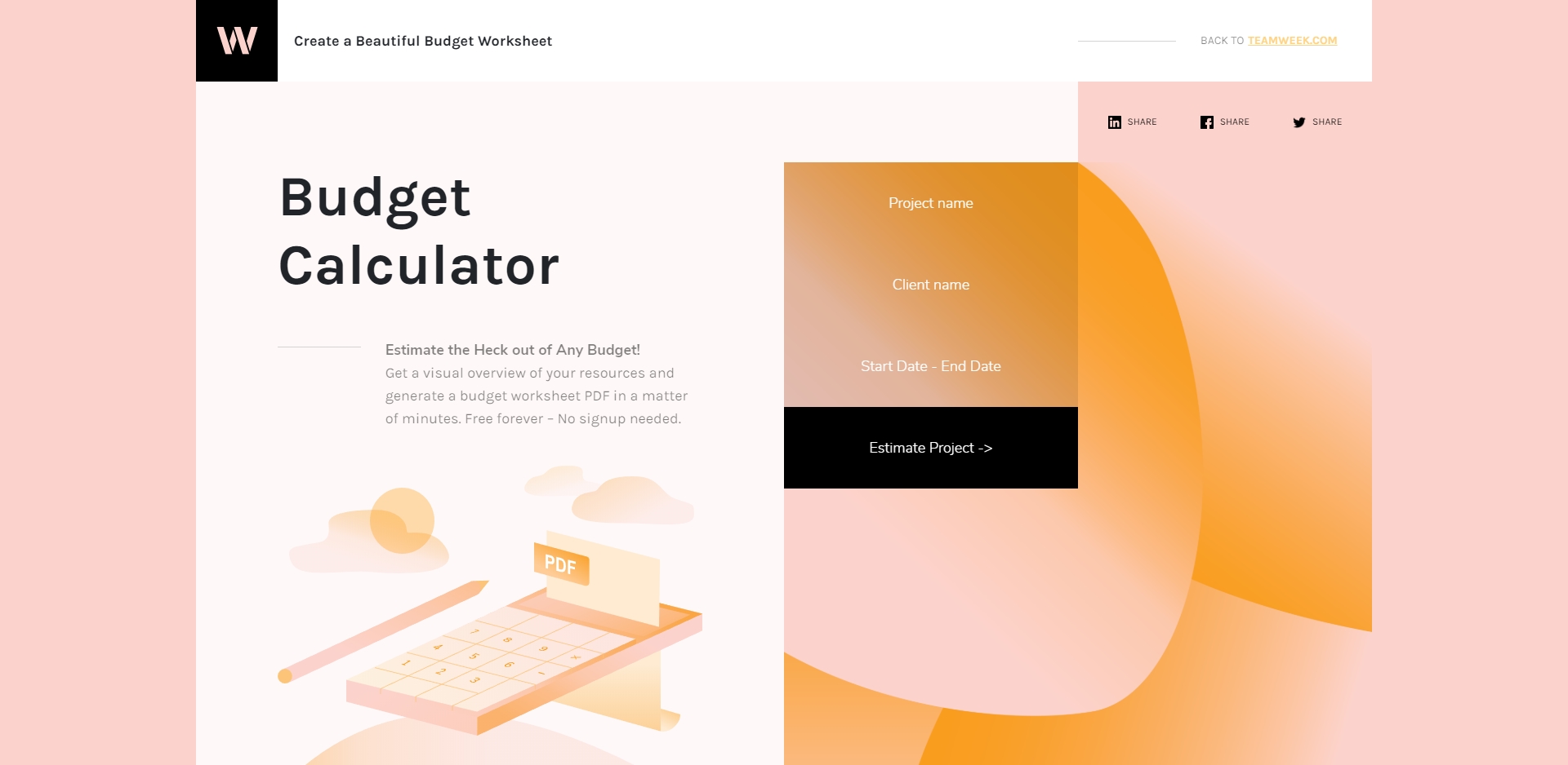 Teamweek Budget Calculator - Imagem 1 do software