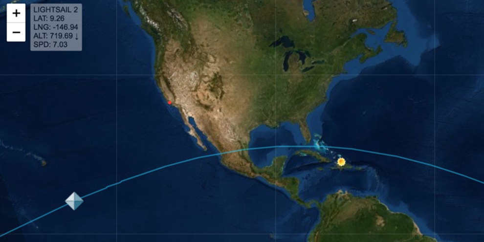 LightSail 2: satélite alimentado por vela solar (Fonte: Planetary/Divulg