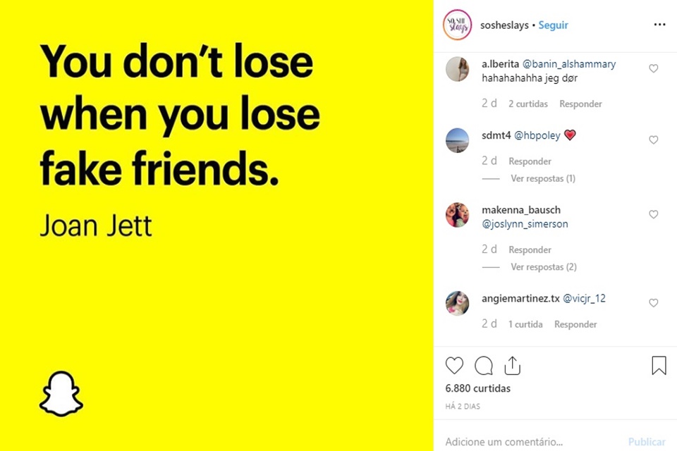 Snapchat invade Instagram com campanha sobre 'amigos de verdade'