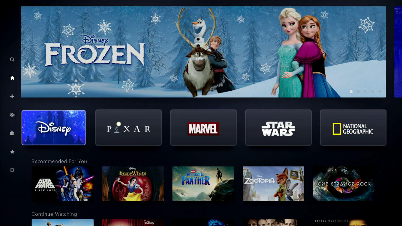 Interface do Disney+ (Fonte: Walt Disney Company/Divulgação)