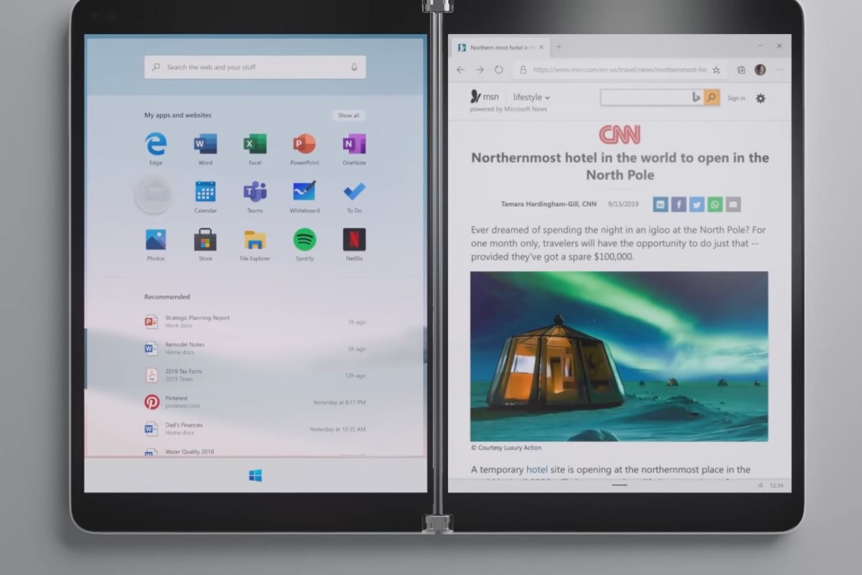 Windows 10X, o SO para dobráveis, traz um novo menu Iniciar
