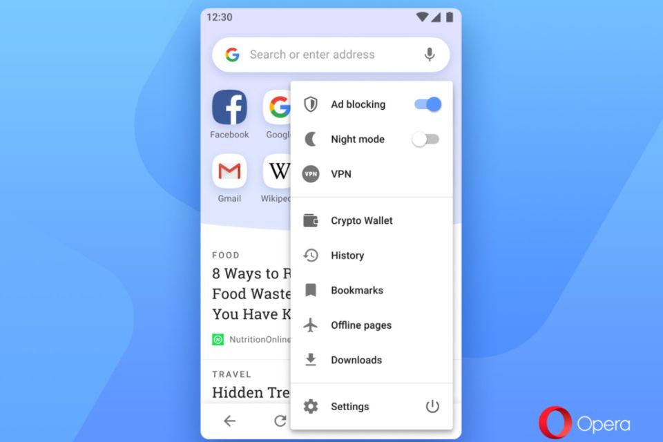 Imagem de: Opera 54 para Android ganha novo visual e suporte a Bitcoin