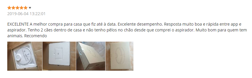 avaliação de usuário do aspirador