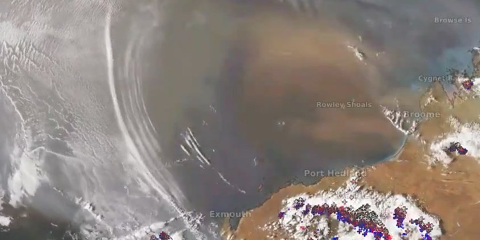 Ondas de gravidade vistas na atmosfera terrestre. (Fonte: Andrew Miskelly/Twitter)