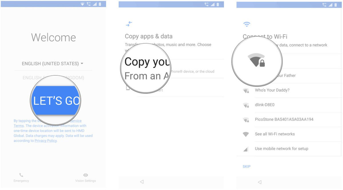 tela para restauração de backup no android