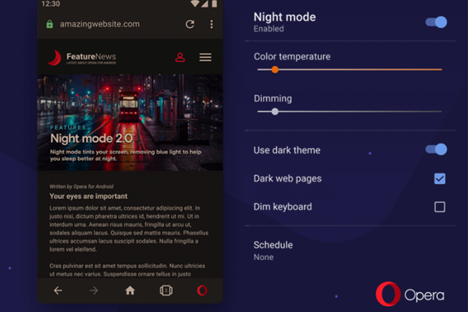 Opera para Android passa a oferecer modo noturno ‘super dark’