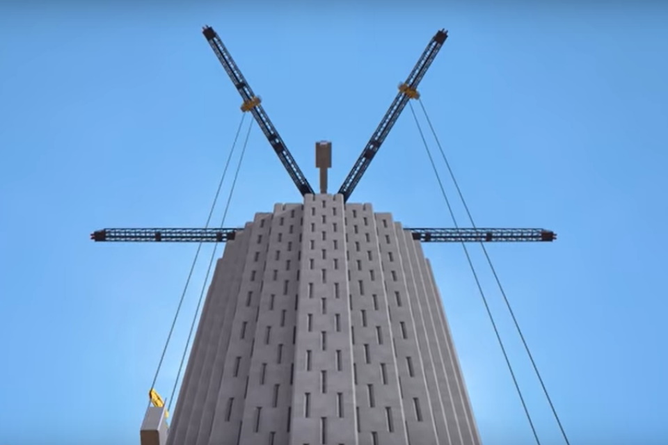 Torre de blocos de concreto ao melhor estilo LEGO gera energia renovável