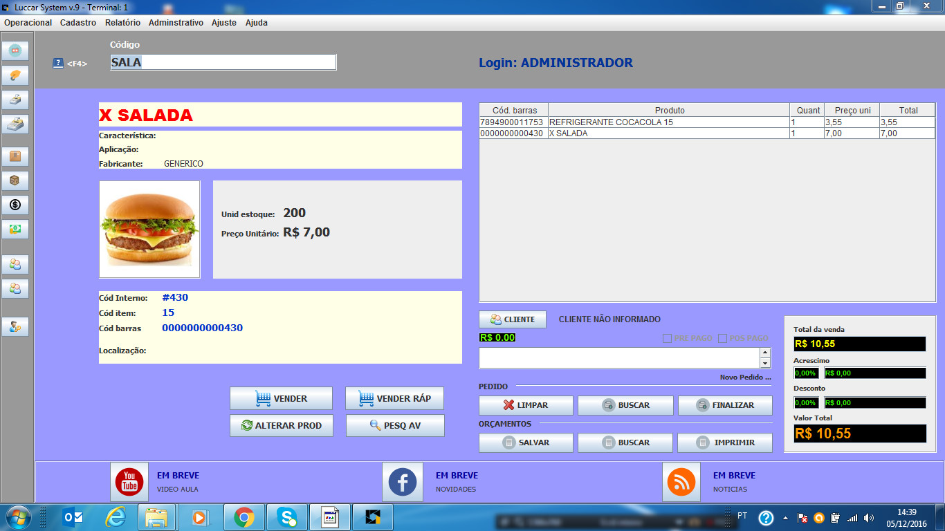 Imagem 1 do LuccarSystem - Sistema de Fast Food em Geral