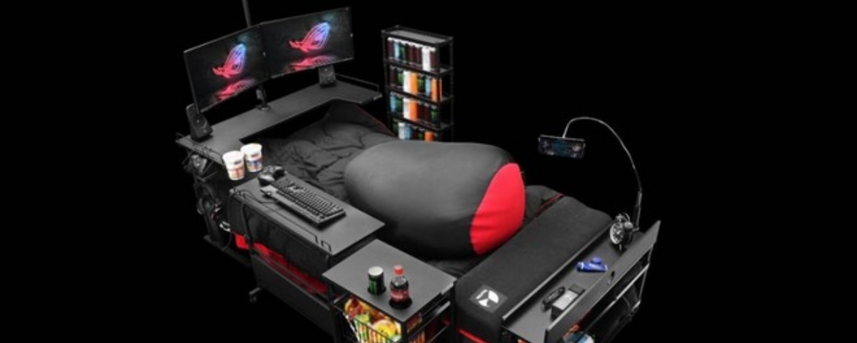 Imagem de: Japoneses lançam 'cama gamer' com setup mais que completo