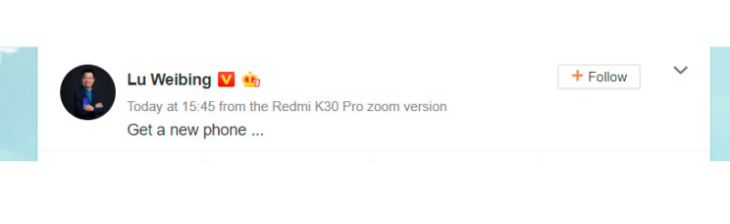 Executivo da Redmi fez publicação usando o K30 Pro Zoom