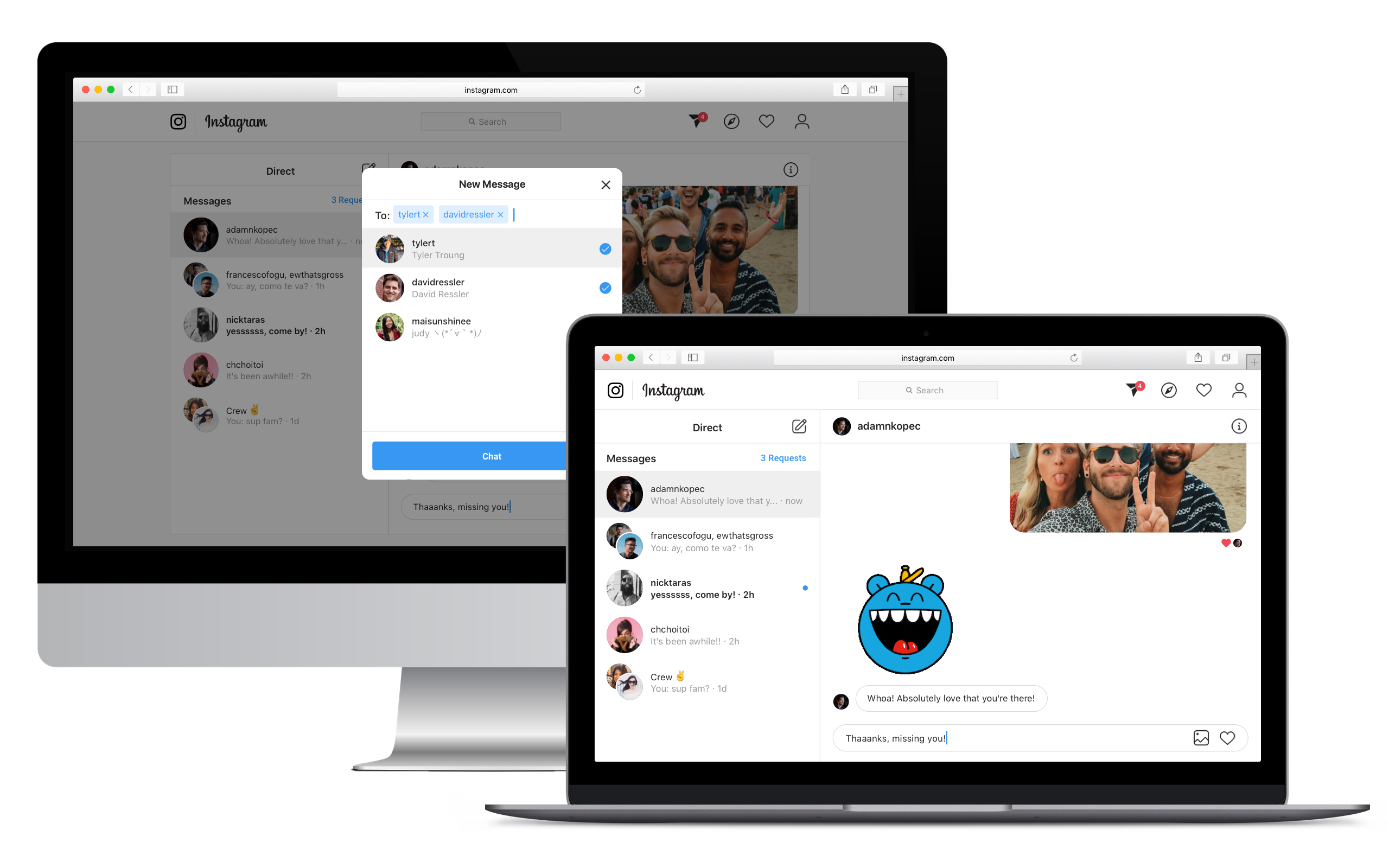 Imagem de: Instagram agora permite enviar mensagens no Direct pelo desktop