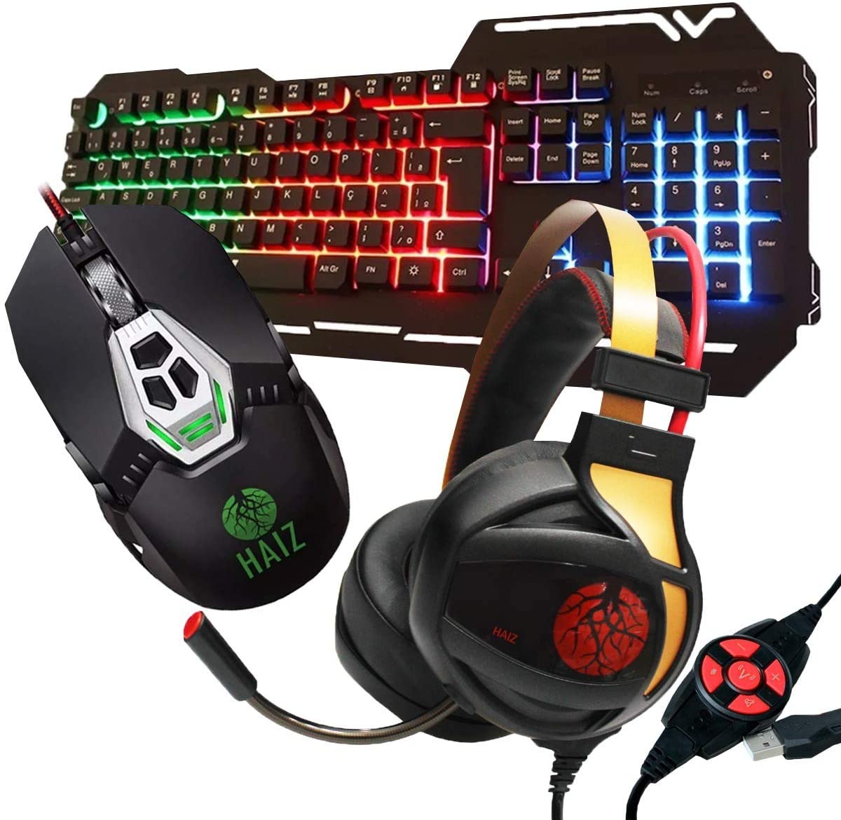 Imagem: Kit Gamer Haiz: Teclado, Mouse e Headset 7.1 Led Hz27