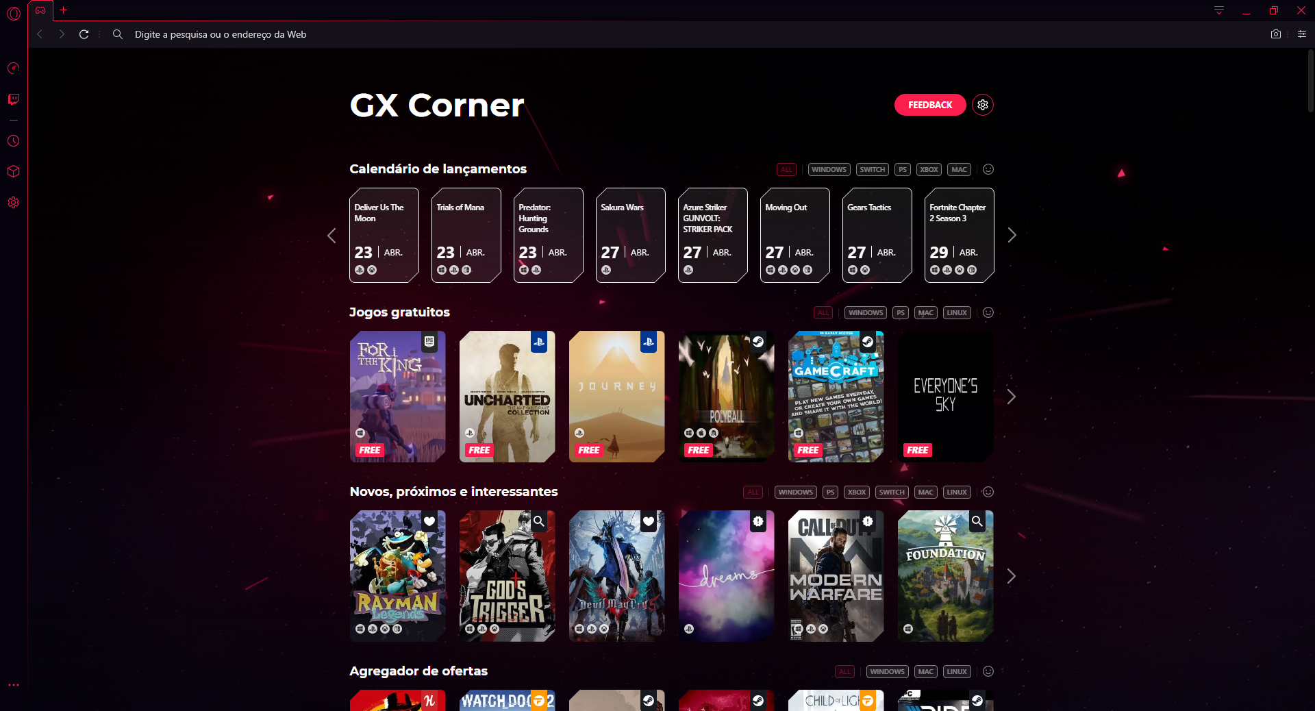 opera gx corner