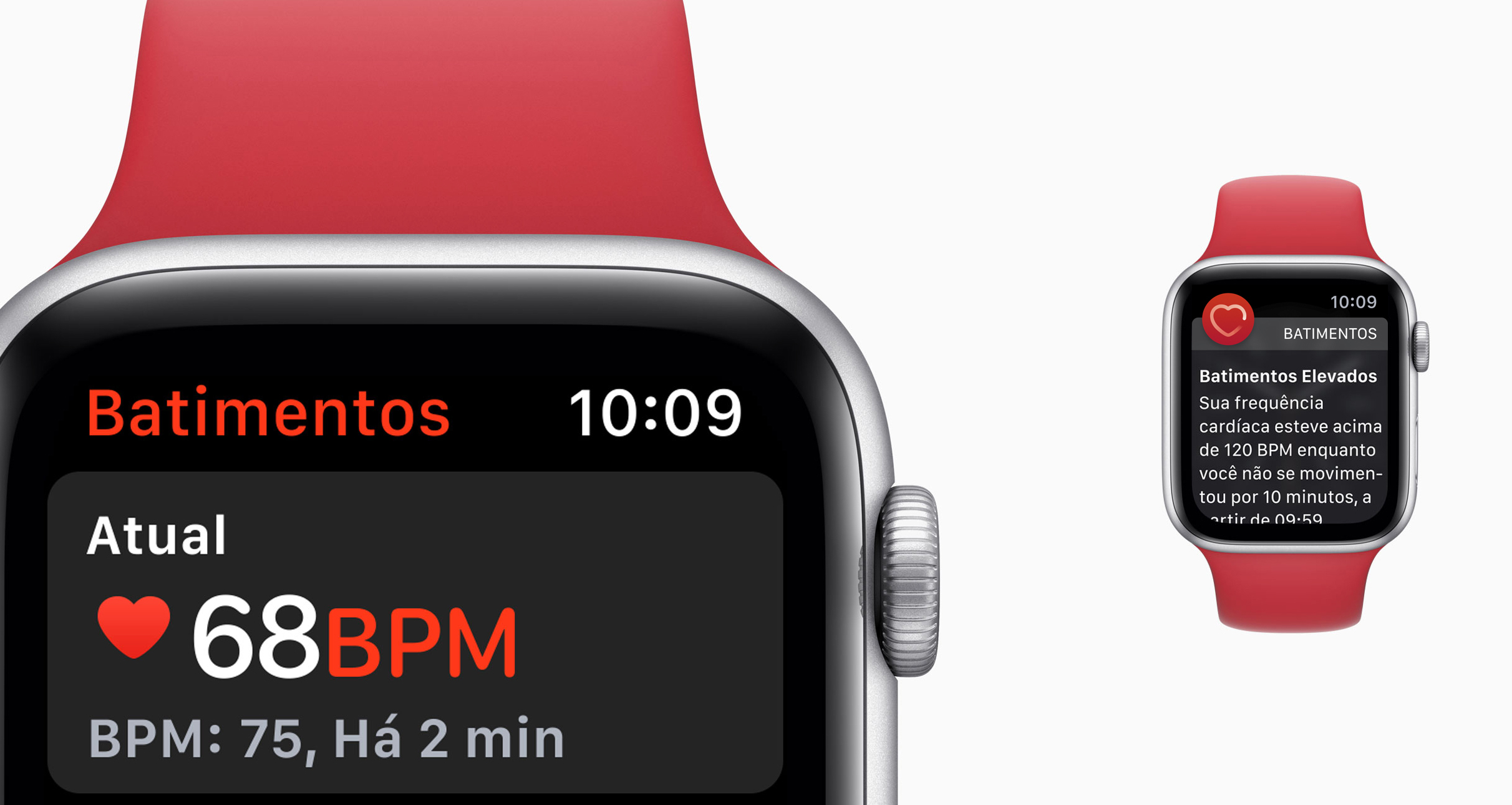 Monitor de frequência cardíaca do Apple Watch com alerta de intensidade.