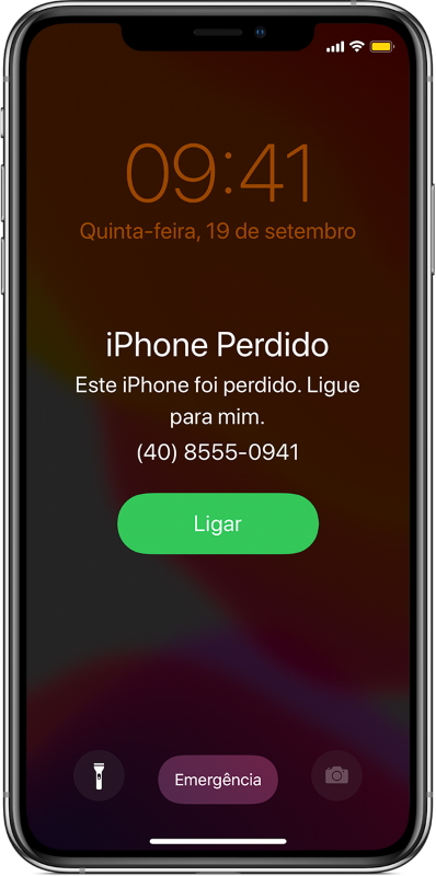 A mensagem será exibida com o número para que a pessoa que encontrou o aparelho possa ligar