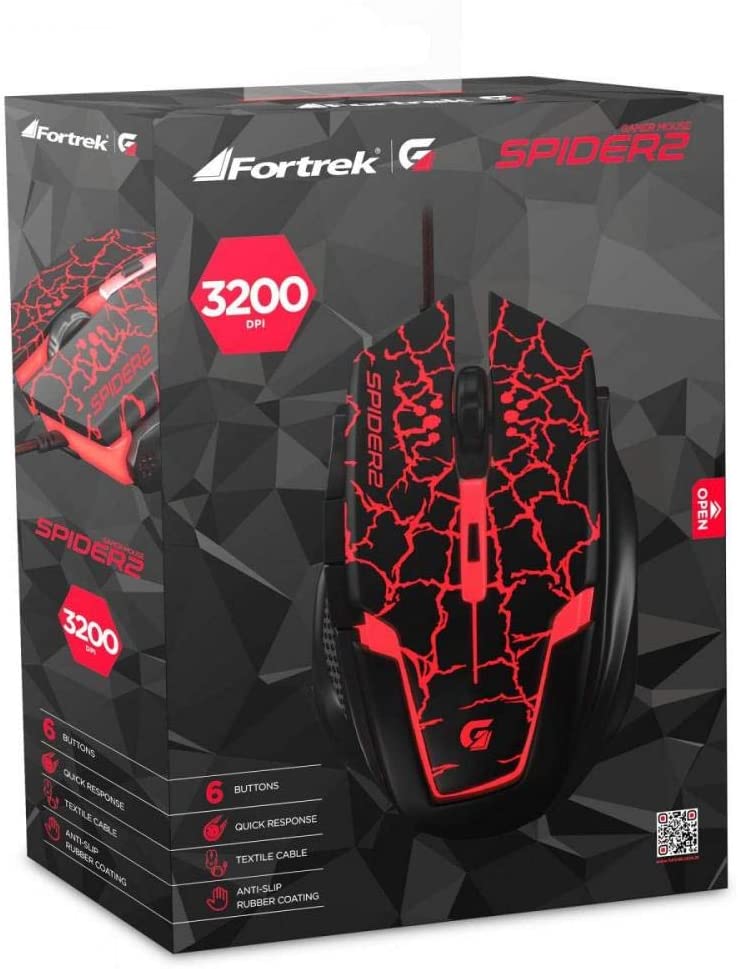 Imagem: Mouse Gamer USB 3200DPI Spider 2, Fortrek