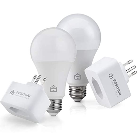 Imagem: Kit Casa Eficiente com2 Smart Lâmpadas Wi-Fi + 2 Smart Plugs Wi-Fi, , Positivo Casa Inteligente