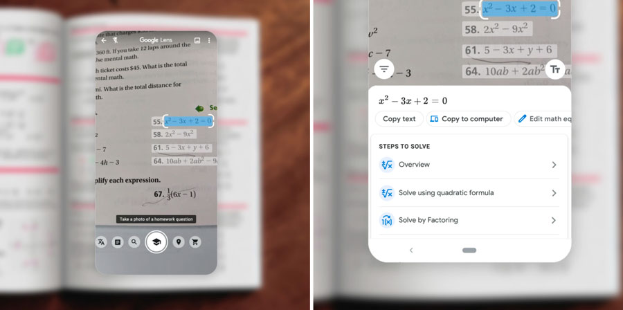 Ao reconhecer um cálculo, o Google Lens mostra como resolvê-lo