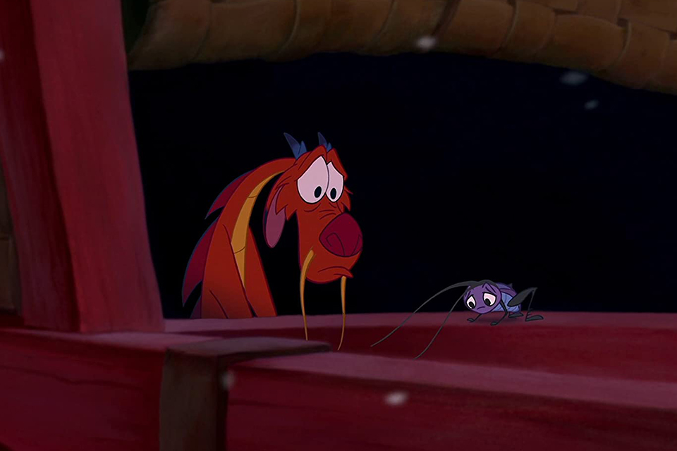 Mushu e Gri-Li na animação