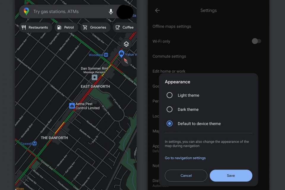 Imagem de: Modo escuro do Google Maps começa a ser liberado no Android