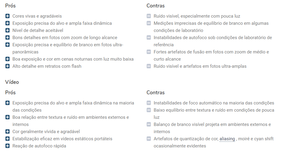 Prós e Contras da câmera do Galaxy Note 20 Ultra. (Fonte: DxOMark / Reprodução)