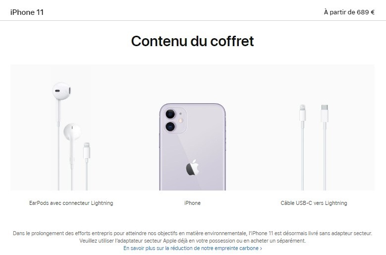 A Apple é obrigada a entregar fones de ouvidos com seus celulares, mas avisa que carregadores devem ser comprados separadamente.