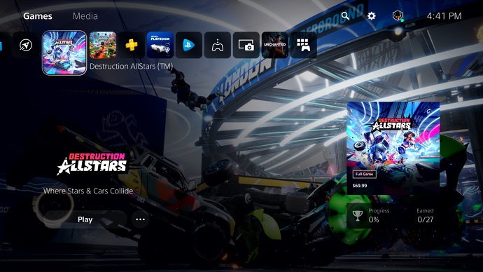 Interface do PS5