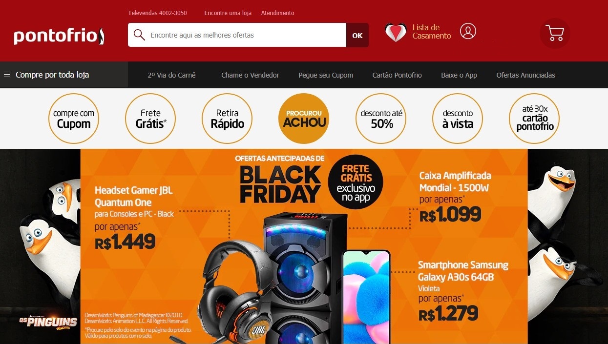 Os Pinguins são os garotos-propaganda da Black Friday Pontofrio antecipada