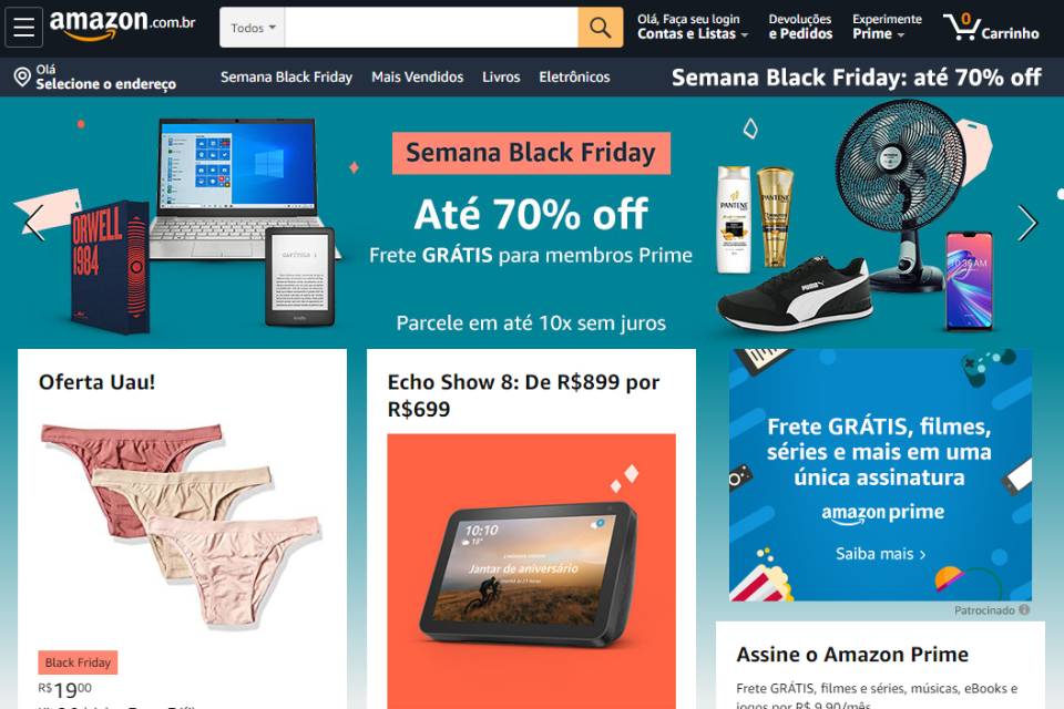 Black Friday da Amazon oferece descontos de até 70%