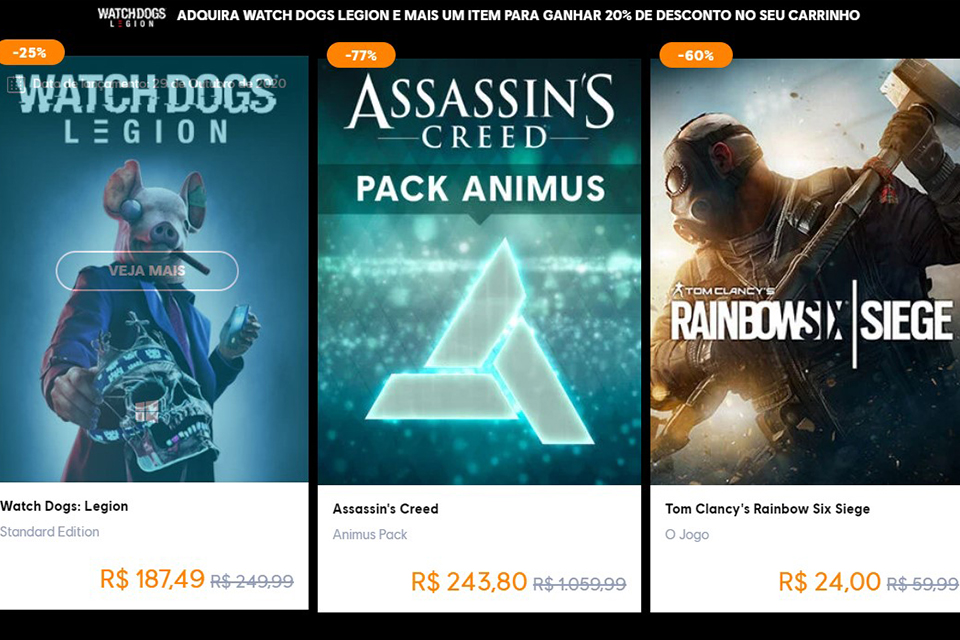 Black Friday: Ubisoft dá desconto em promoção de jogos de PC na Uplay
