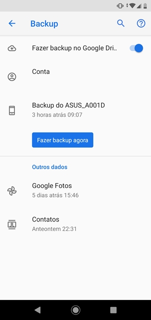 Android conta com ferramenta nativa para backup de dados.