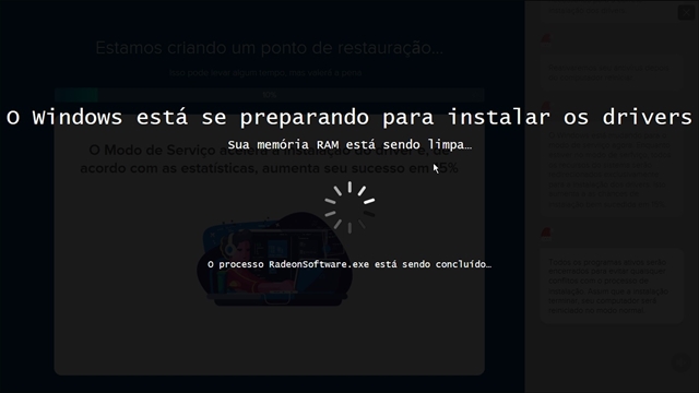 Processo de instalação dos drivers é automatizado e requer reinicialização do sistema.