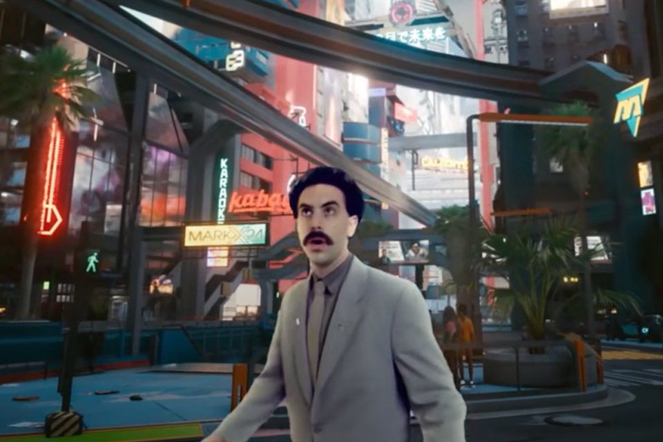 Cyberpunk 2077: fã cria vídeo com Borat explorando Night City