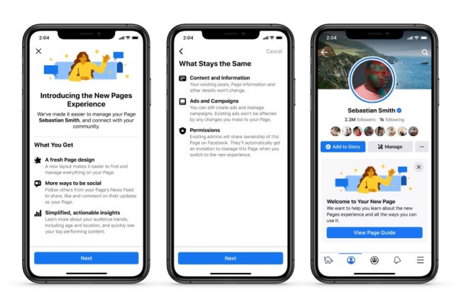 O novo design das páginas do Facebook será lançado em breve.