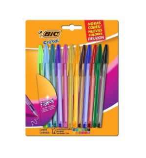 Imagem: Caneta Esferográfica, BIC Cristal Fashion, 12 Cores