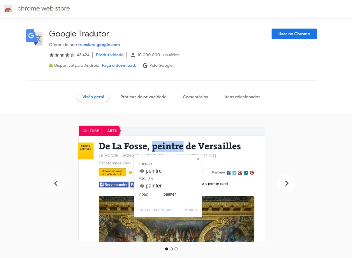Google Translate extension allows you to translate entire pages