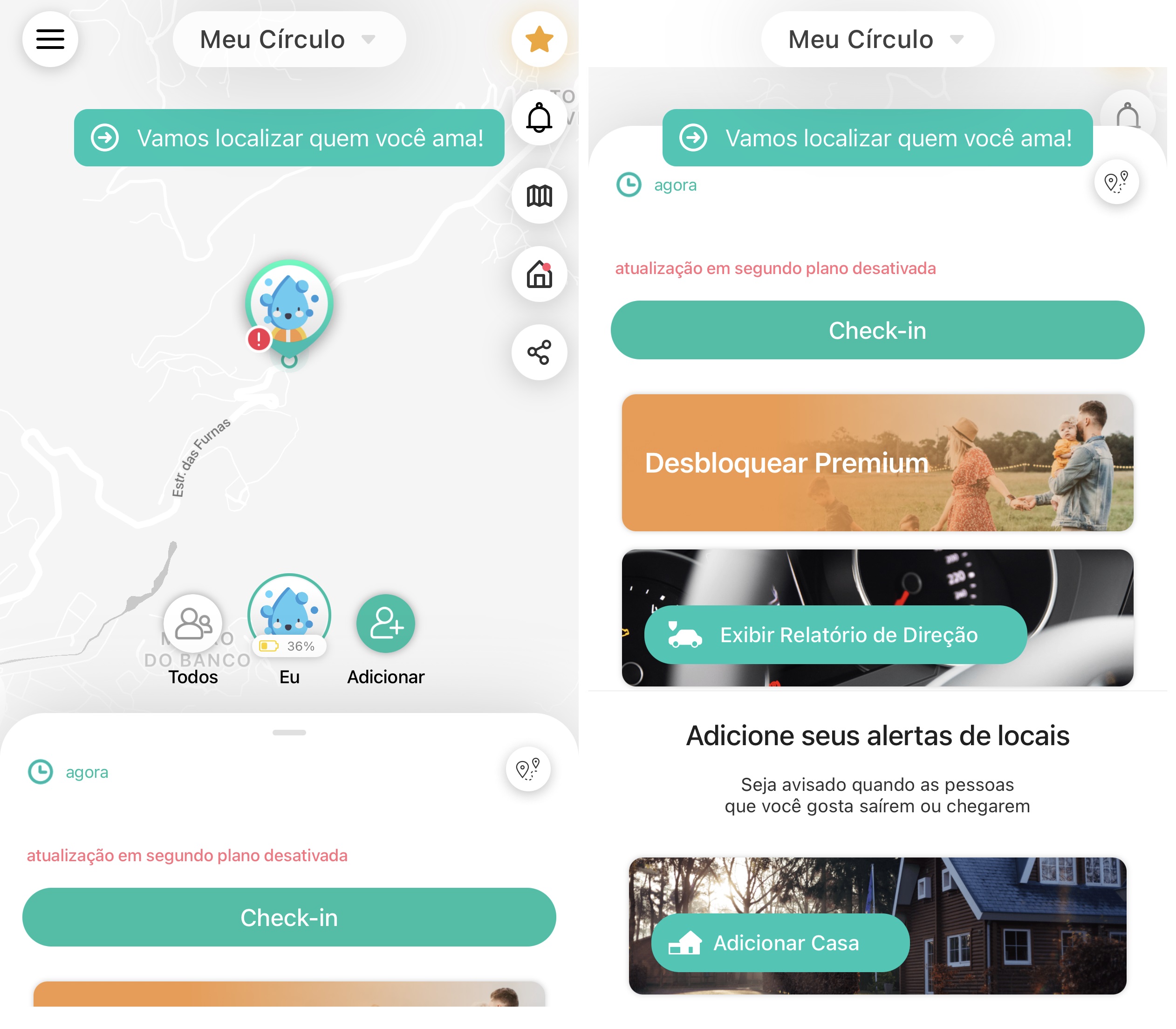 GeoZilla issues an alert when a person in your circle leaves or arrives at a registered location