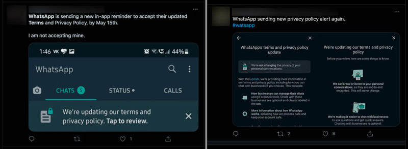Alguns usuários estão sendo notificados sobre a mudança nos termos de uso do WhatsApp