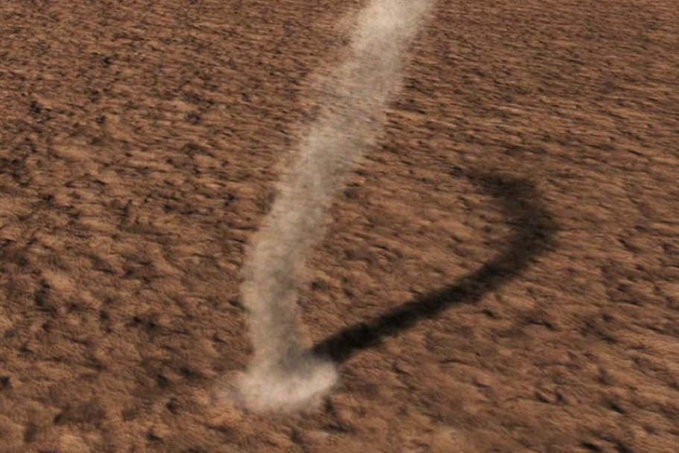 Perseverance flagra redemoinho de poeira em Marte
